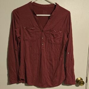 Ibex Burgundy Long Sleeve Shirt